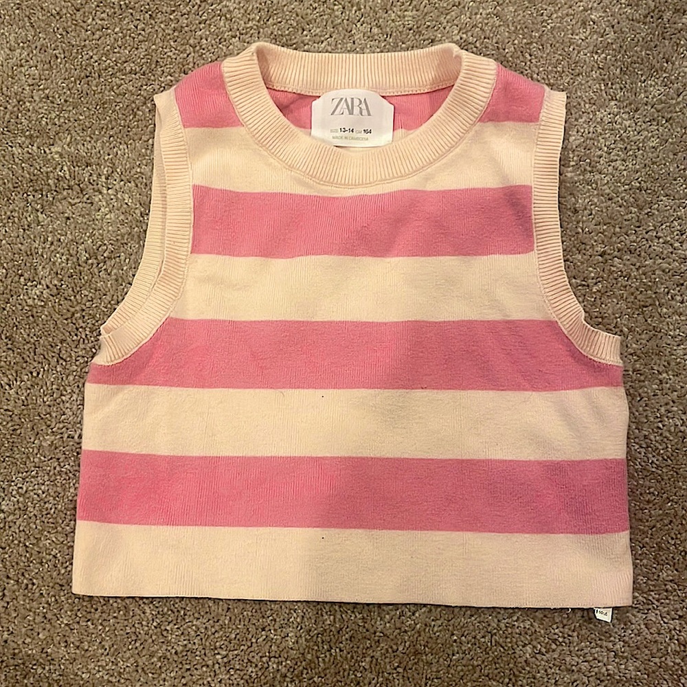 high neck striped zara tank top